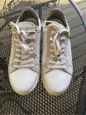Zadig & Voltaire White and Gray Leather Sneakers